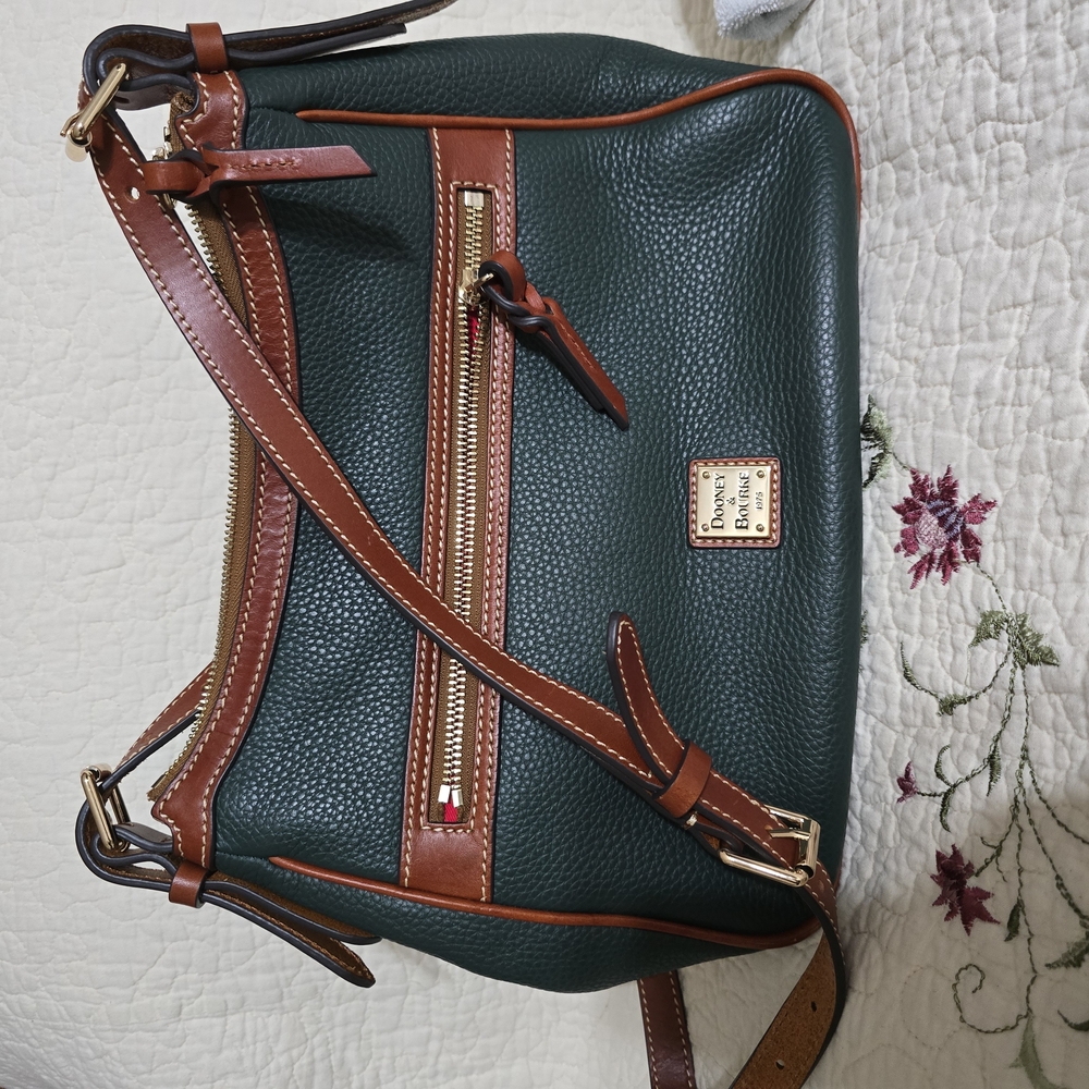 Dooney & Bourke Green and Brown Leather Crossbody Bag
